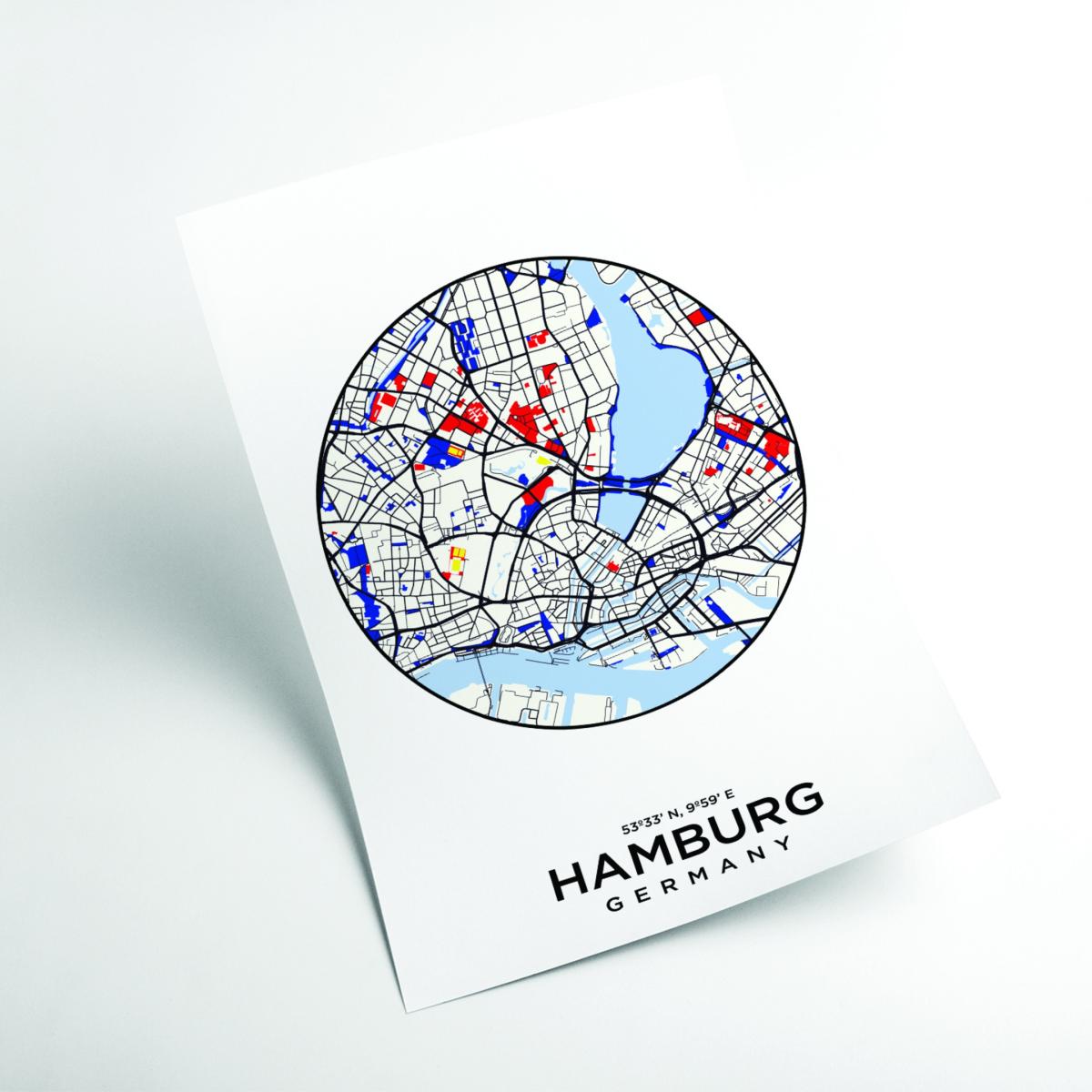 Blue Map Of Hamburg Germany Extra Small Stanley Print House – image 2