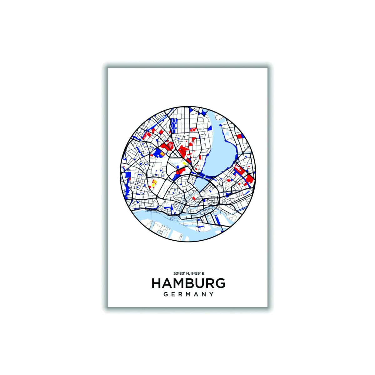 Blue Map Of Hamburg Germany Extra Small Stanley Print House – image 1