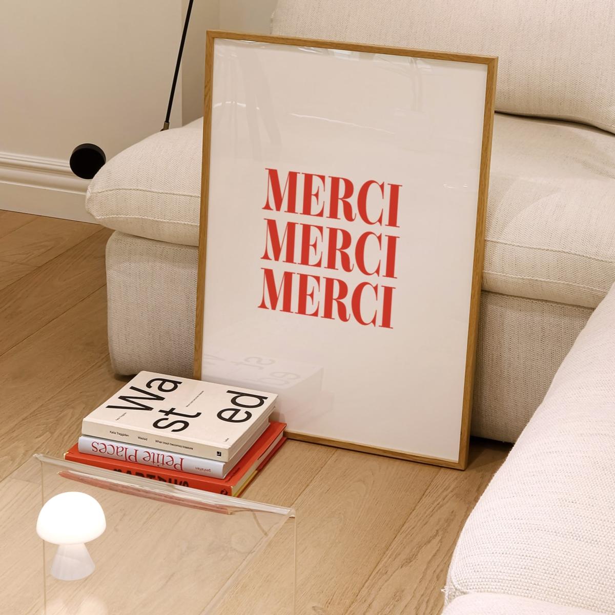 Blue / Red Bonjour And Merci French Giclée Art Print Set In A2 A2 420 X 594Mm Fanclub – image 2