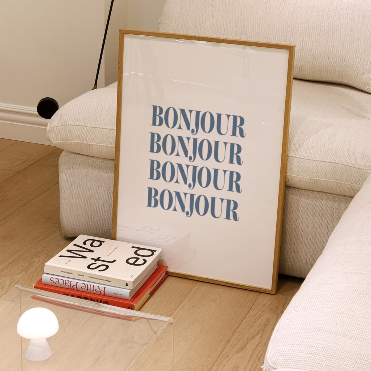 Blue / Red Bonjour And Merci French Giclée Art Print Set In A2 A2 420 X 594Mm Fanclub – image 3