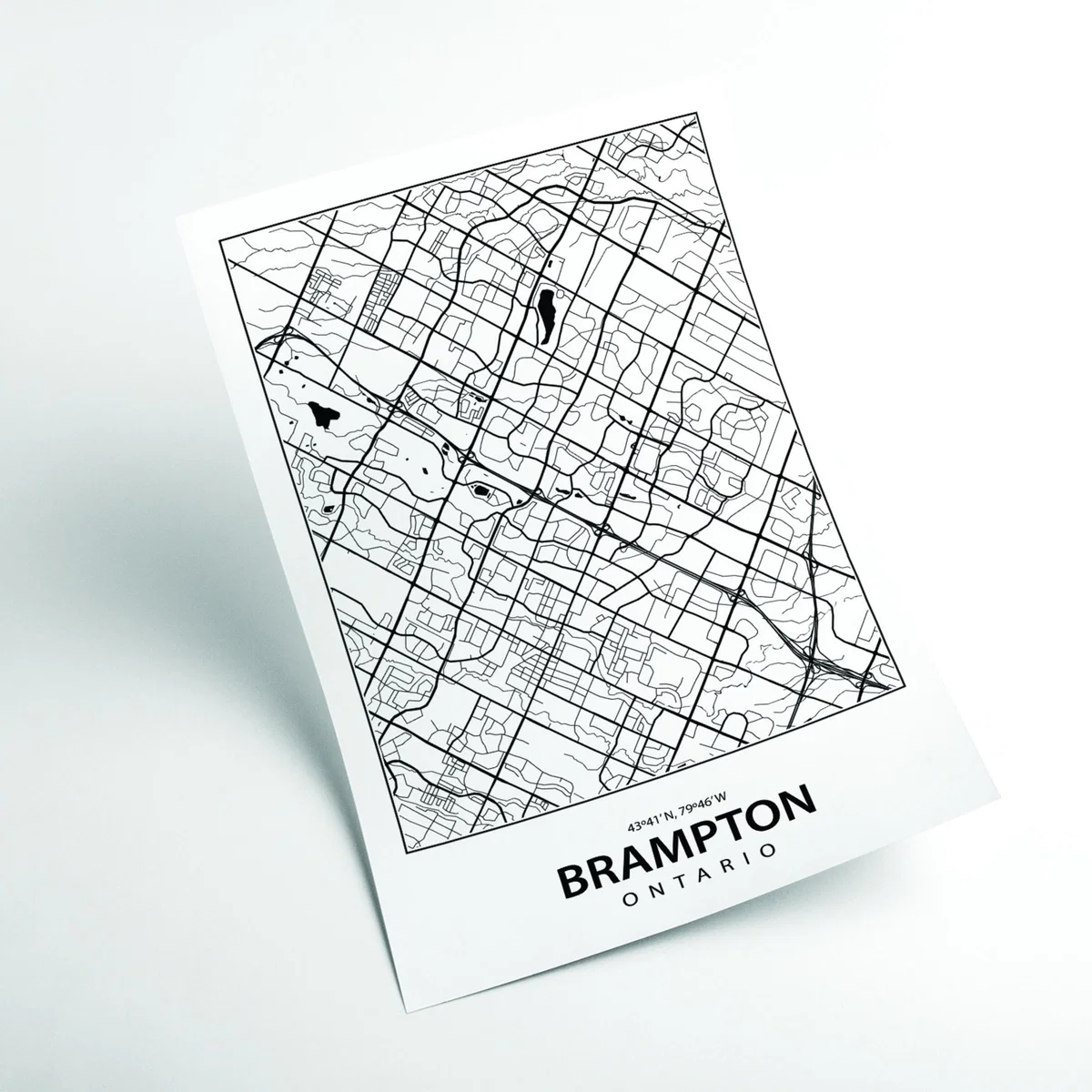 Black Map Of Brampton A2 420 X 594Mm Stanley Print House – image 2