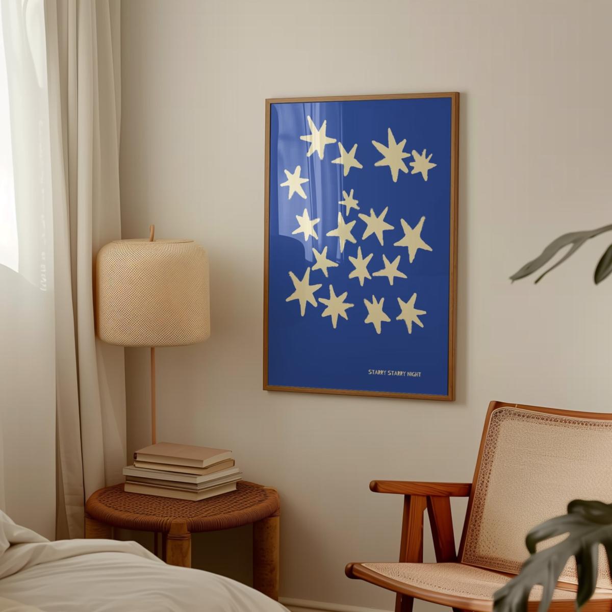 Blue Starry Starry Night Retro Music Giclée Art Print A2 | A2 | 420 X 594Mm | Fanclub – image 2