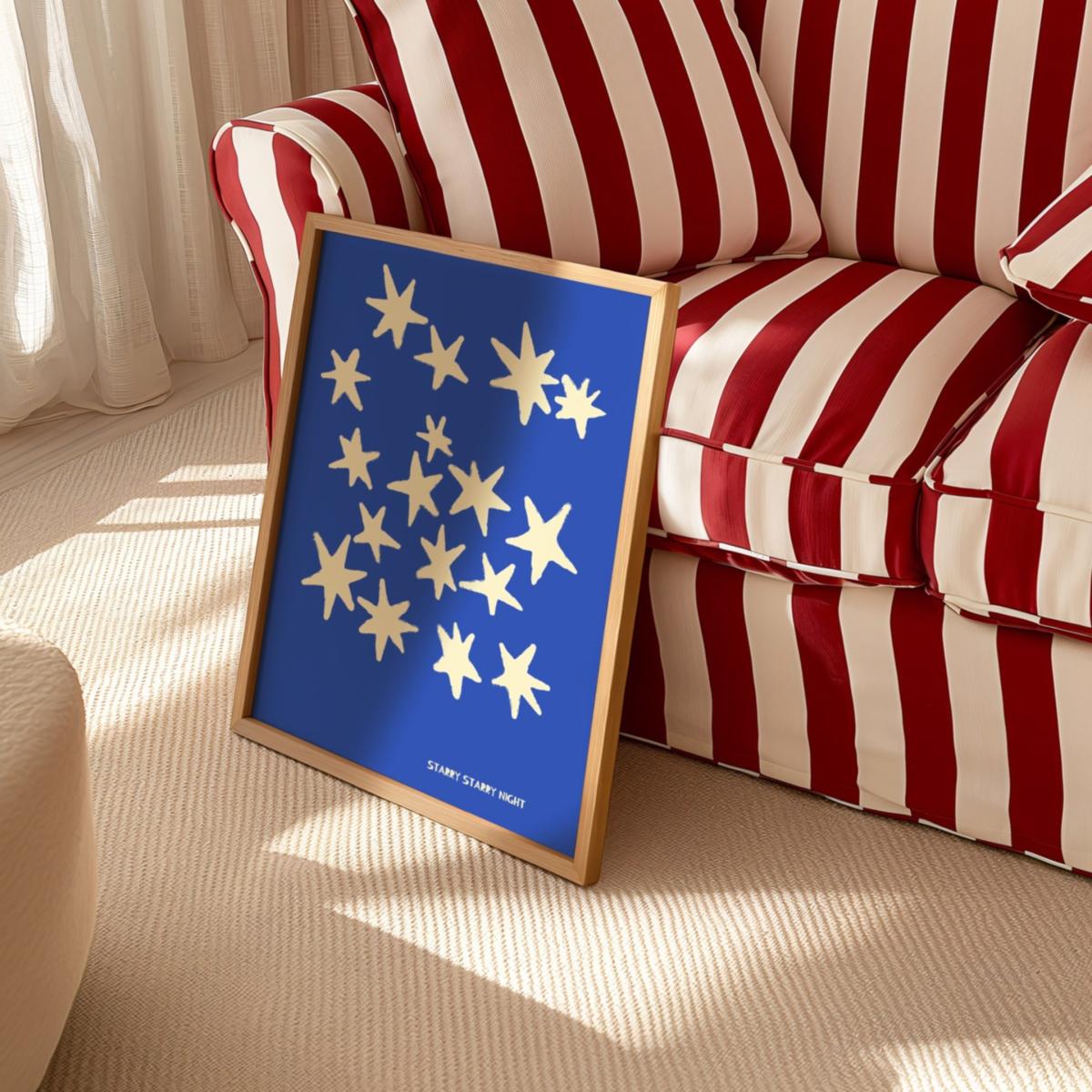 Blue Starry Starry Night Retro Music Giclée Art Print A2 | A2 | 420 X 594Mm | Fanclub – image 5