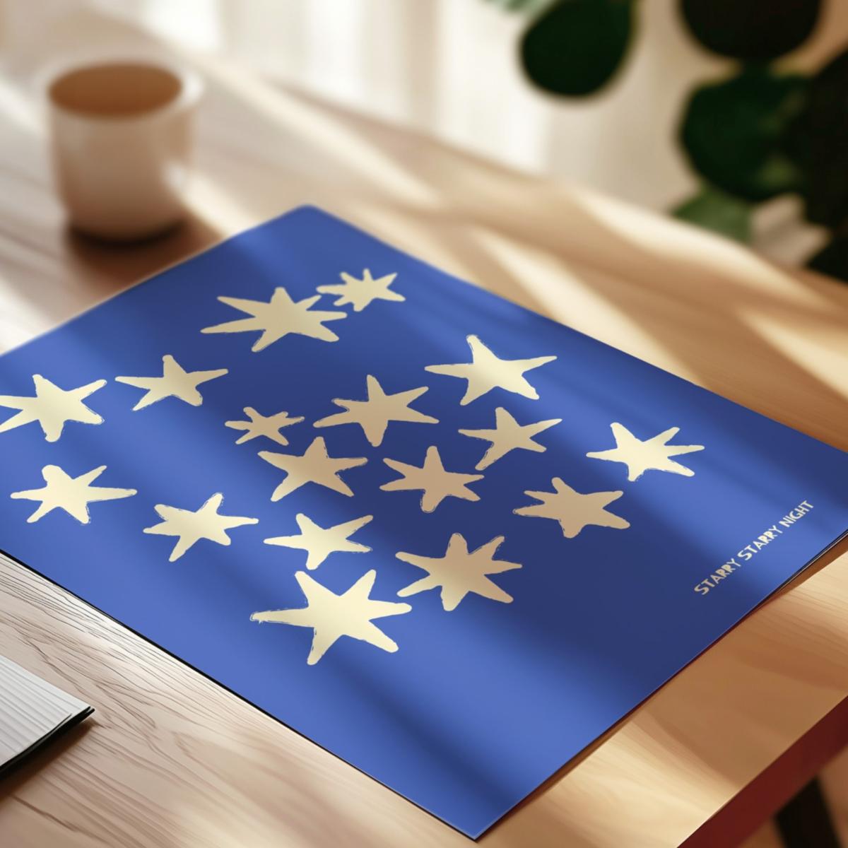 Blue Starry Starry Night Retro Music Giclée Art Print A2 | A2 | 420 X 594Mm | Fanclub – image 6