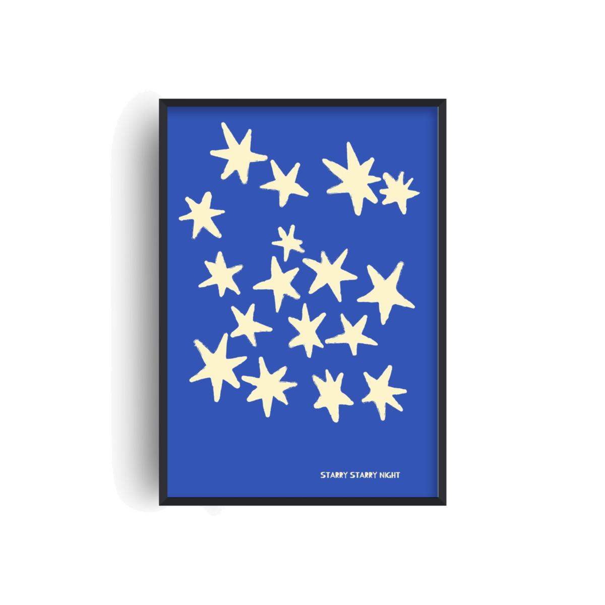 Blue Starry Starry Night Retro Music Giclée Art Print A2 | A2 | 420 X 594Mm | Fanclub – image 1