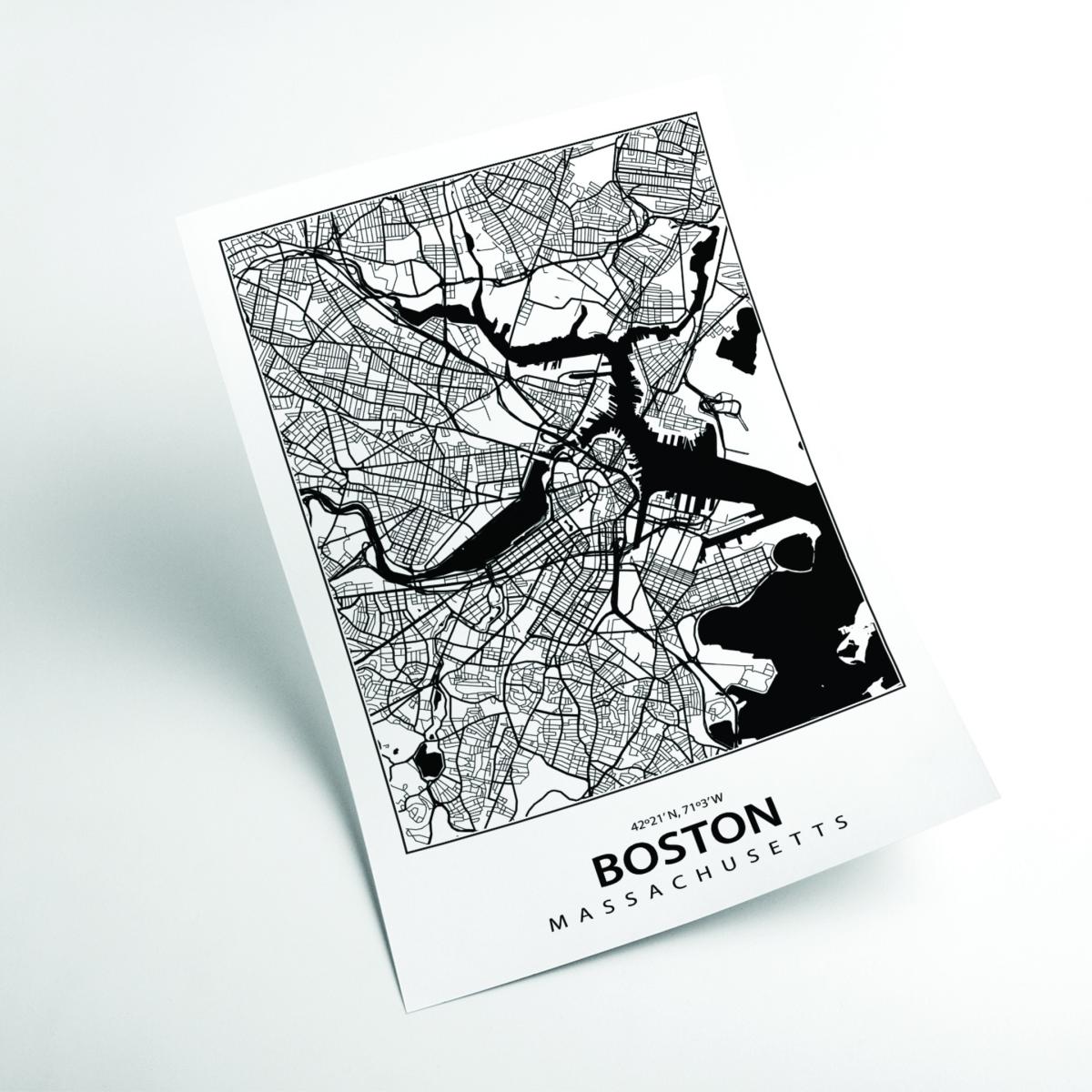 Black Map Of Boston Massachusetts A4 210 X 297Mm Stanley Print House – image 2