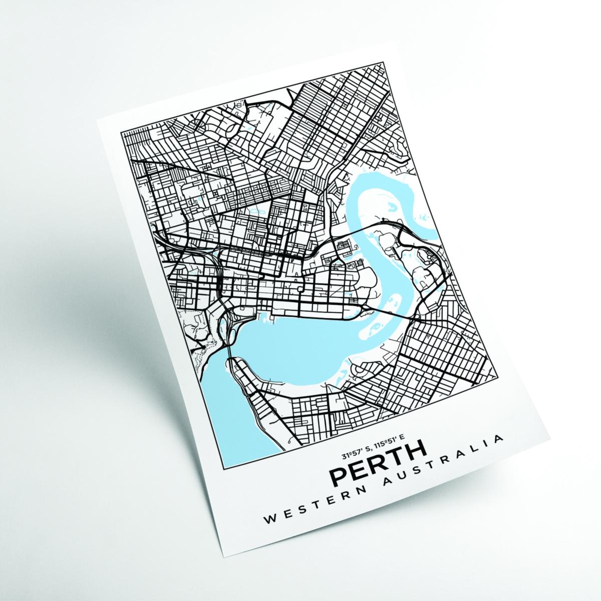 Blue Map Of Perth Western Australia Xxs Stanley Print House – image 2