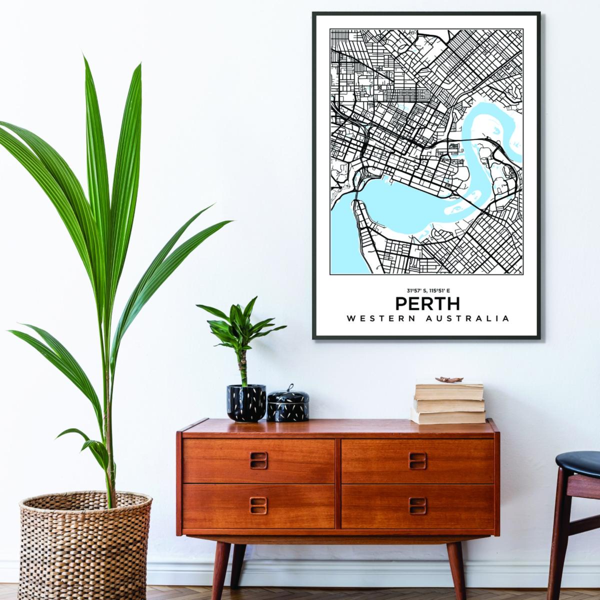 Blue Map Of Perth Western Australia Xxs Stanley Print House – image 3