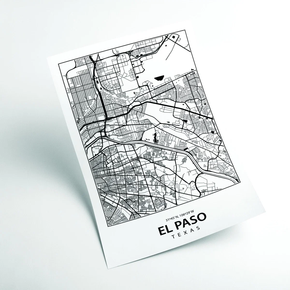 Black Map Of El Paso A3 297 X 420Mm Stanley Print House – image 2