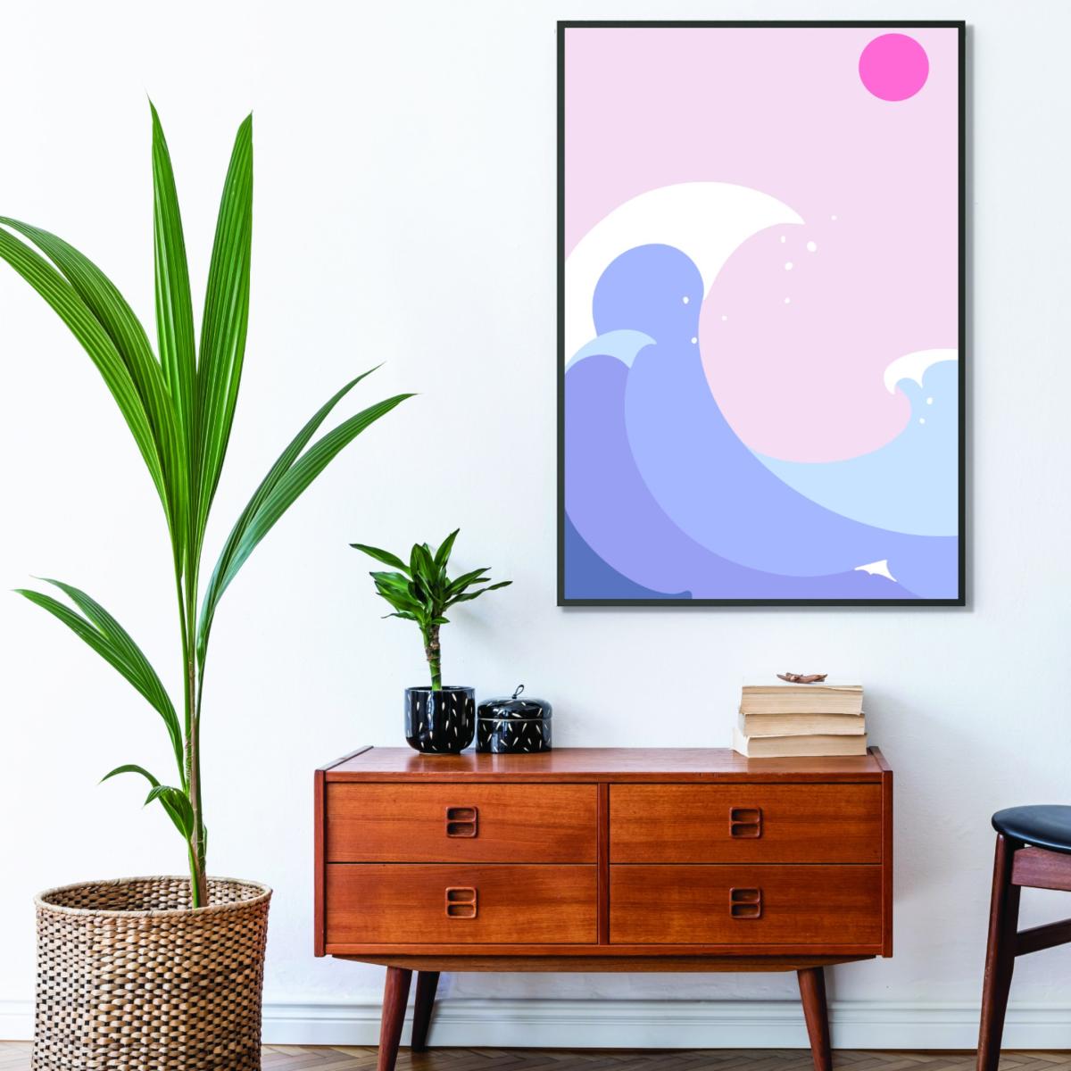 Pink / Purple Ocean Waves #3 Large Stanley Print House – image 3