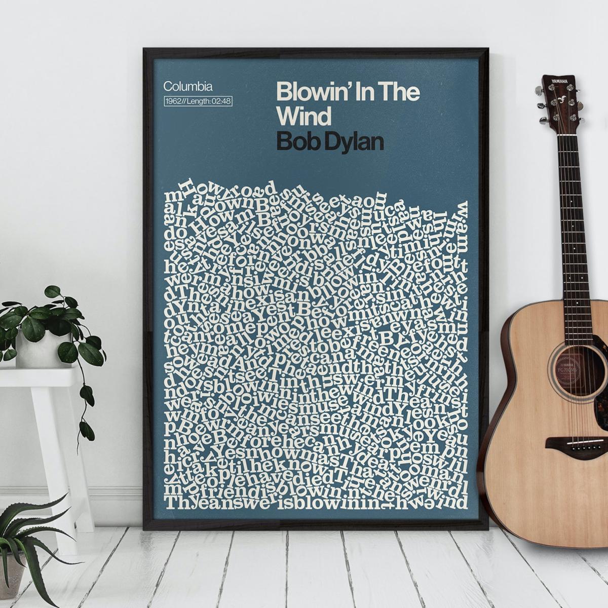 Blowin' In The Wind - Song Lyric Print A2 420 X 594Mm Reign & Hail – image 3
