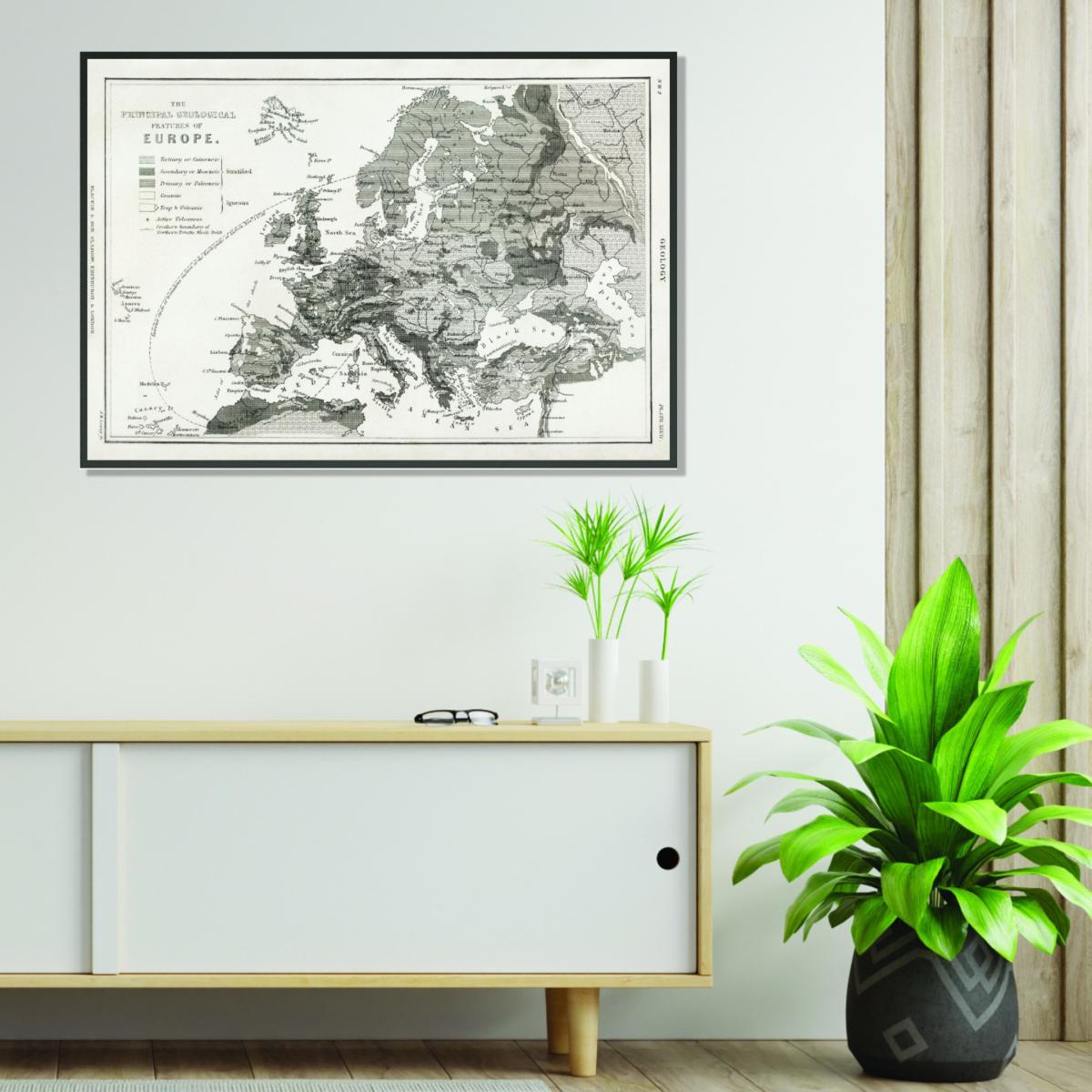 Grey Geological Map Of Europe Large Stanley Print House – image 3