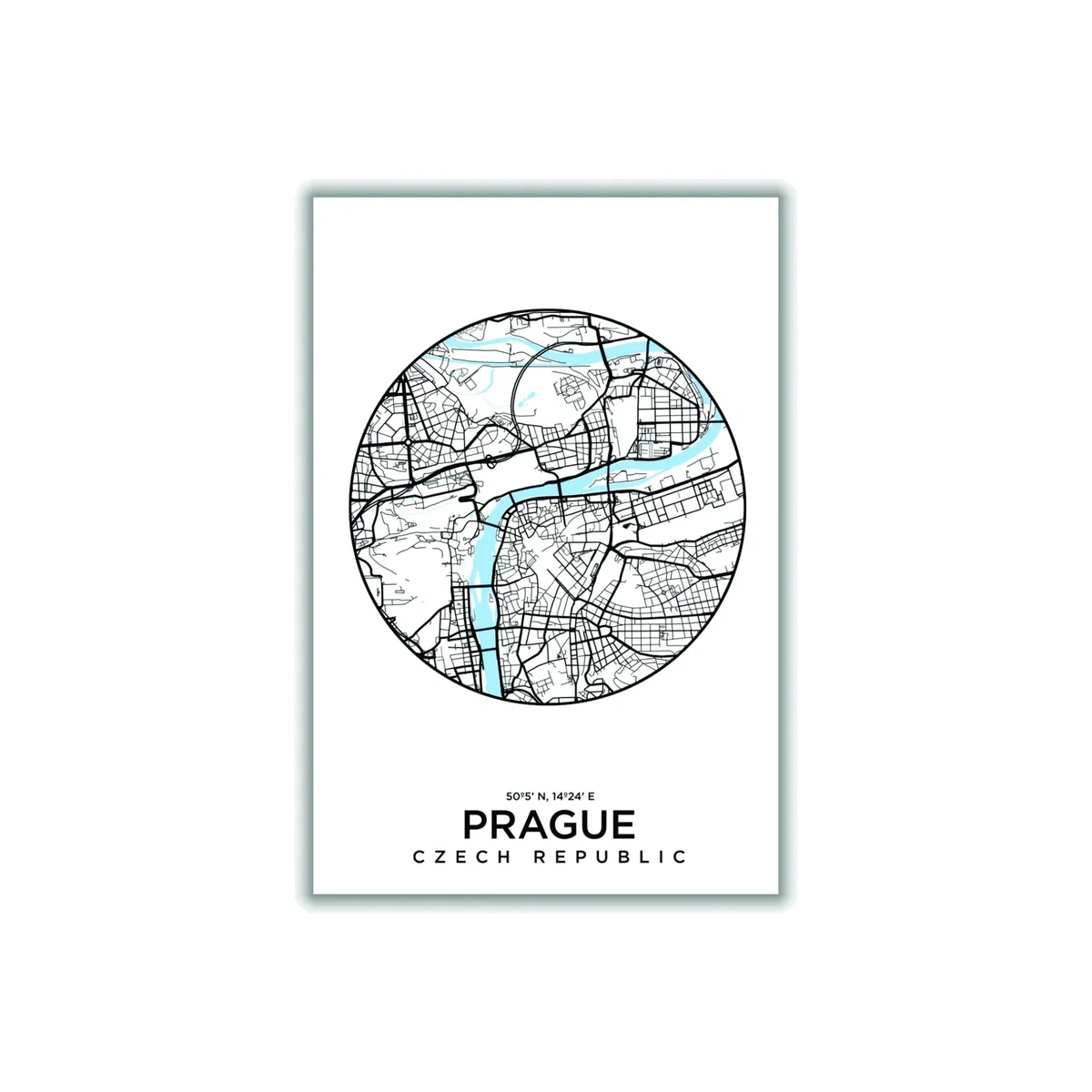 Blue Map Of Prague Medium Stanley Print House – image 1