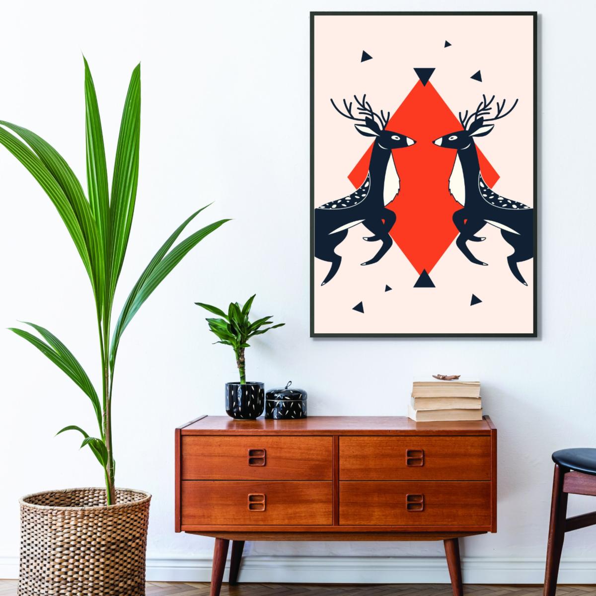 Yellow / Orange Abstract Deer #6 A3 297 X 420Mm Stanley Print House – image 3