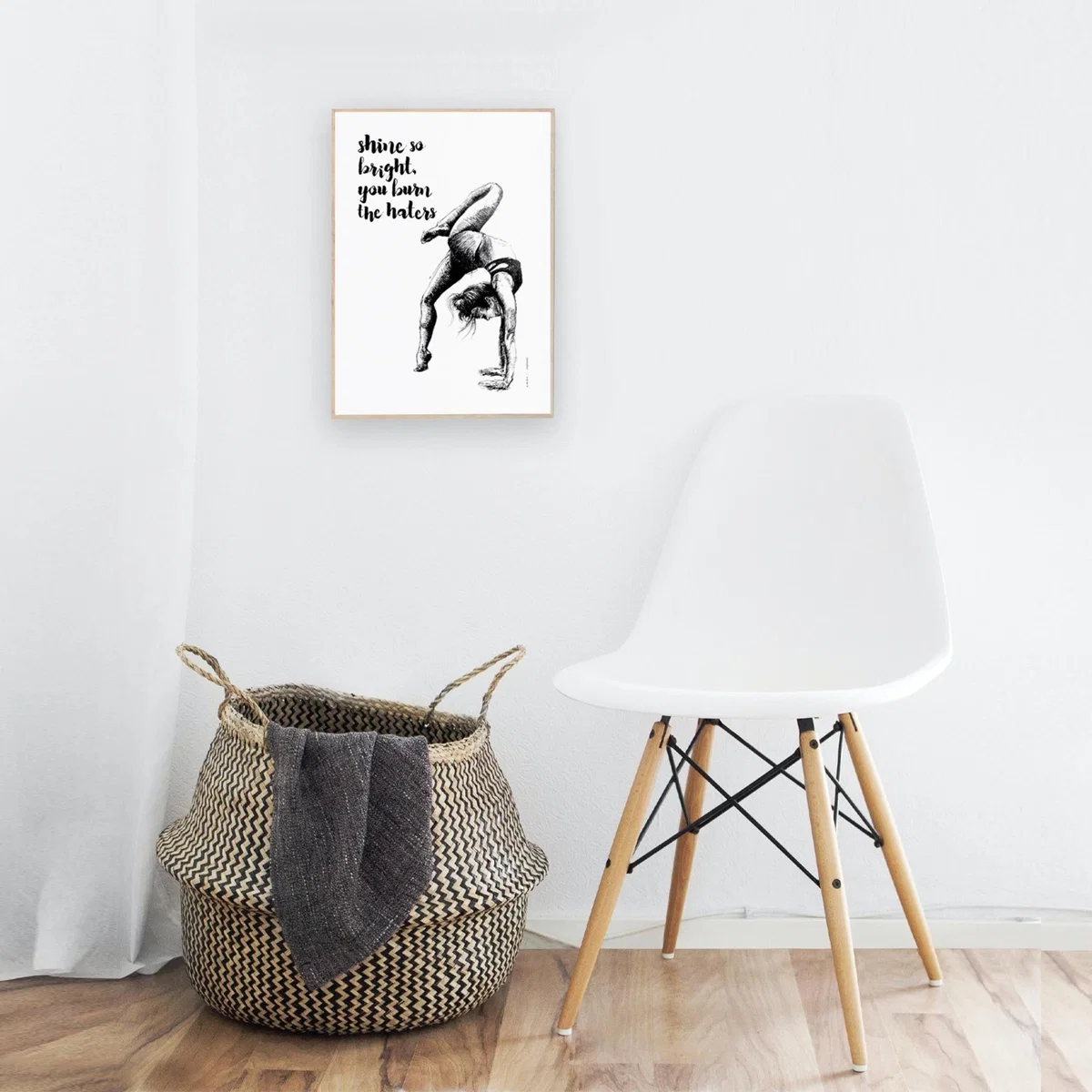 Black / White Shine So Bright You Burn The Haters: Inspirational Life Quote Yoga Art Awol – image 6