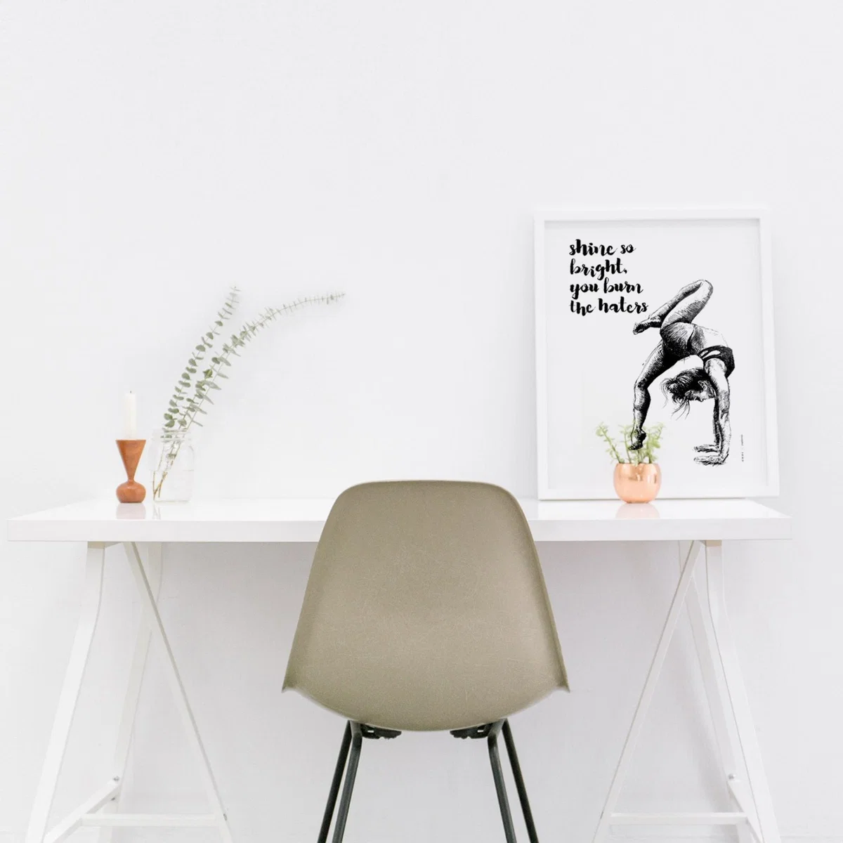 Black / White Shine So Bright You Burn The Haters: Inspirational Life Quote Yoga Art Awol – image 7