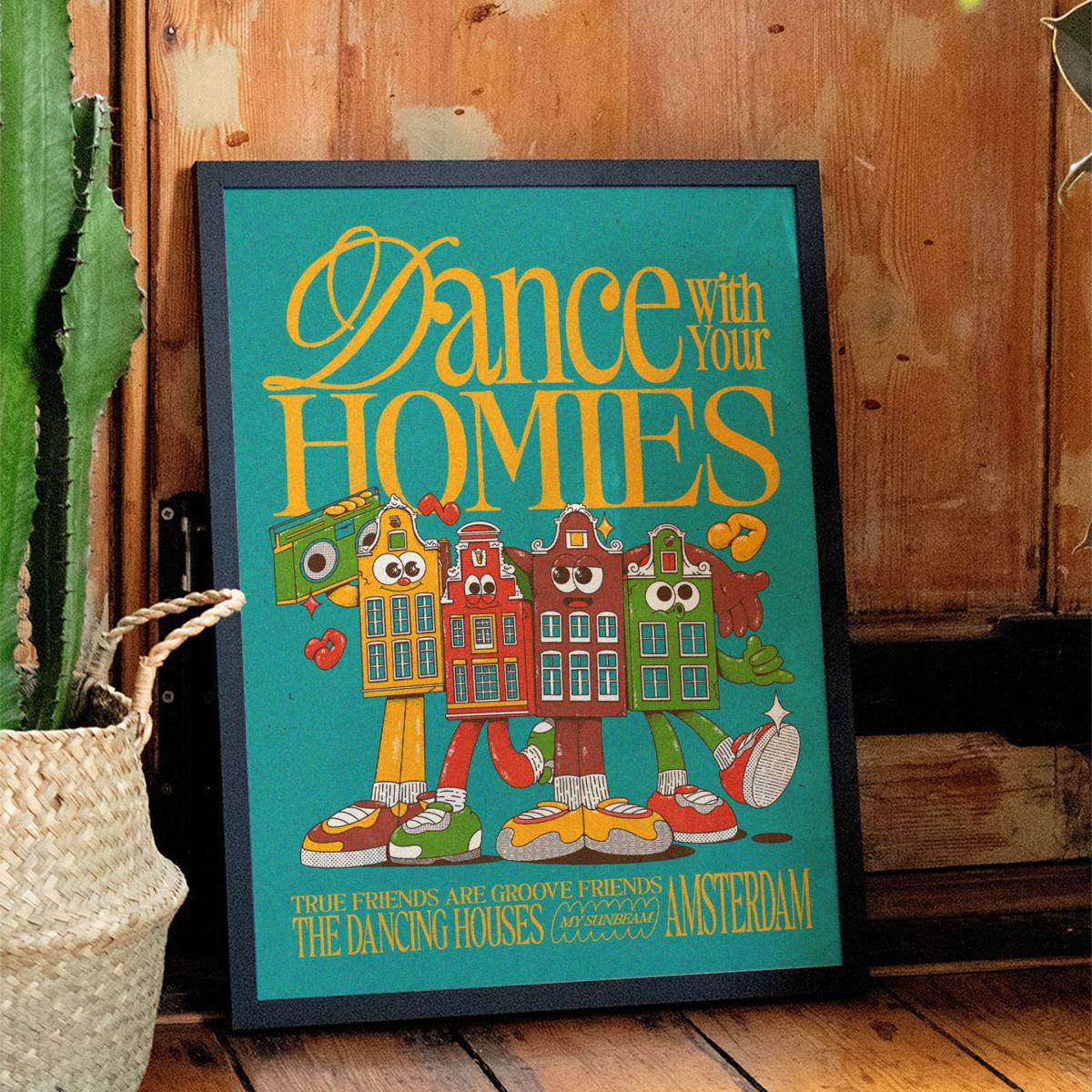 Dance With Your Homies - Sea Green - Giclee Fine Art Print - Small | 12 X 16" | East Side Studio London – image 3
