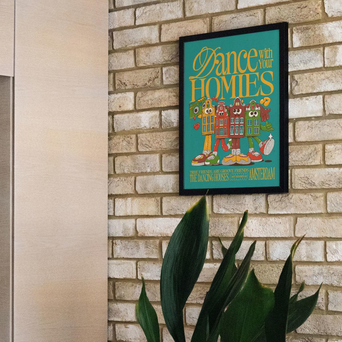 Dance With Your Homies - Sea Green - Giclee Fine Art Print - Small | 12 X 16" | East Side Studio London – image 4