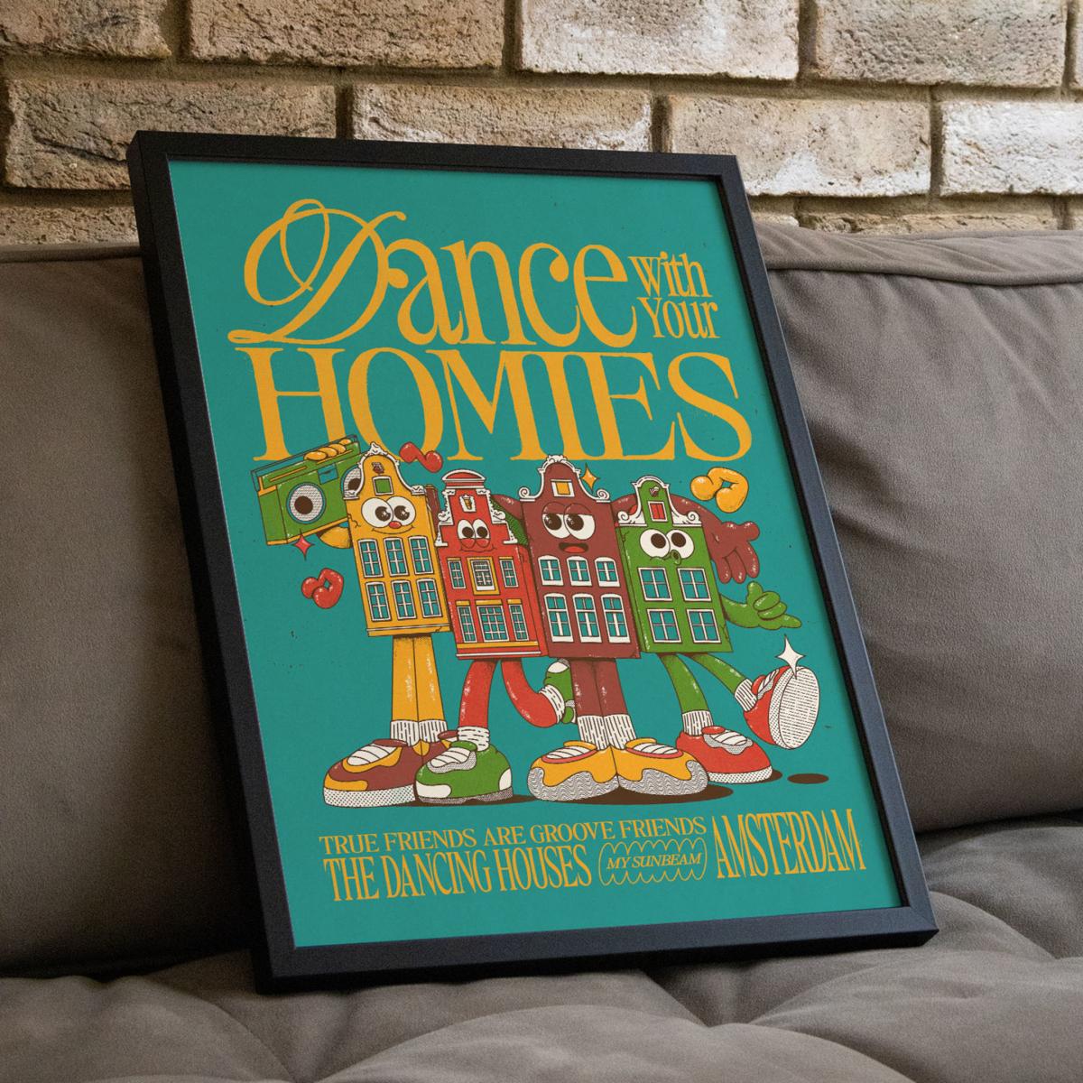 Dance With Your Homies - Sea Green - Giclee Fine Art Print - Small | 12 X 16" | East Side Studio London – image 5