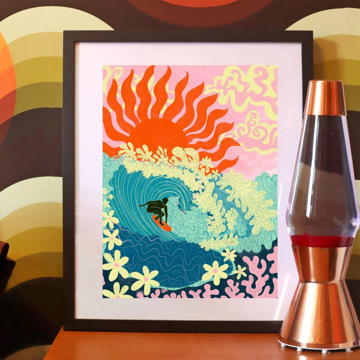 Blue / Pink / Purple Riding Waves Art Print A3 297 X 420Mm The Neighbourhood Threat – image 2