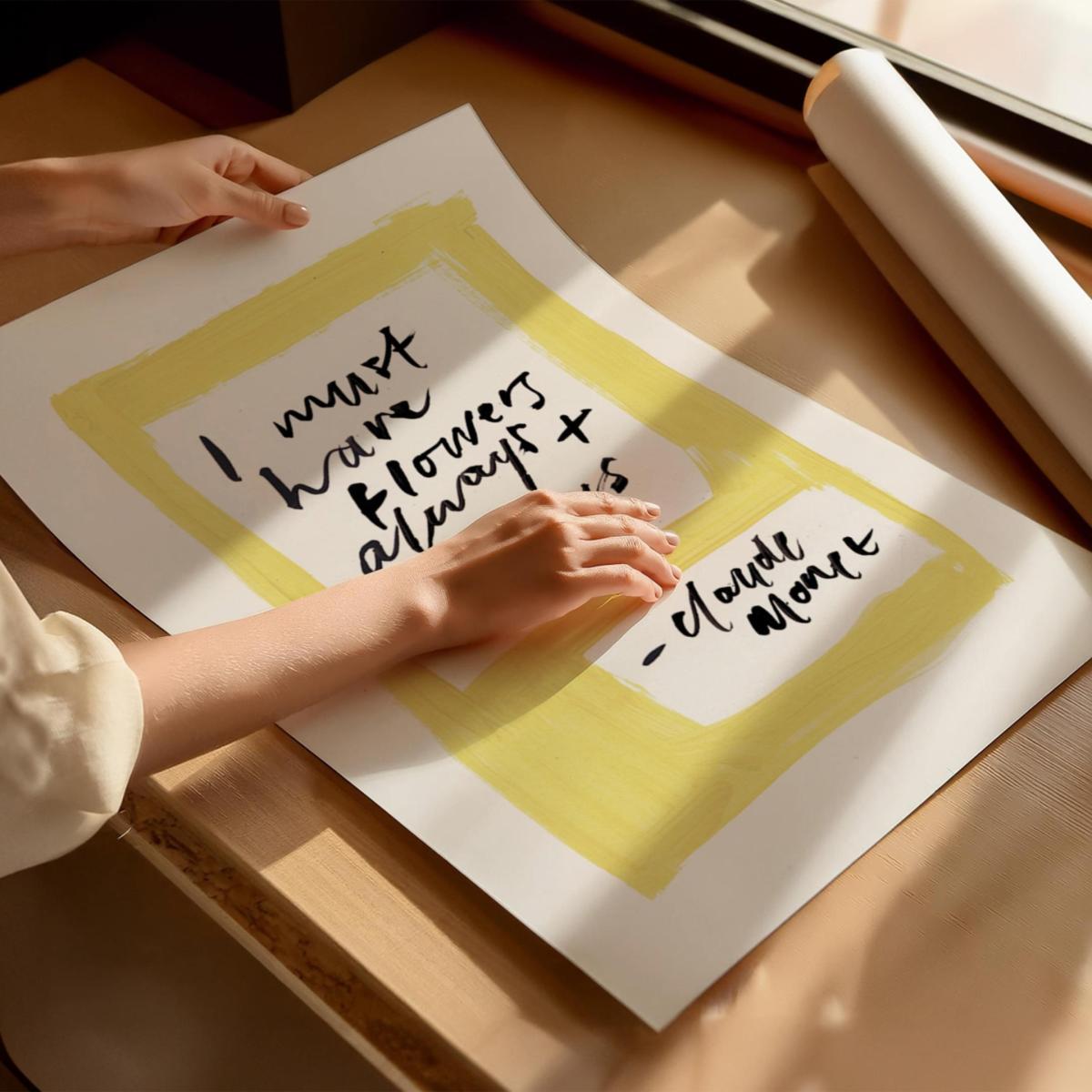 Yellow / Orange Monet Quote Hand Painted Art Print - A2 | Natalie Cass Art – image 3