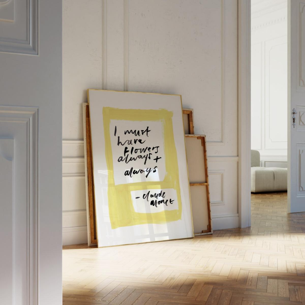 Yellow / Orange Monet Quote Hand Painted Art Print - A2 | Natalie Cass Art – image 5