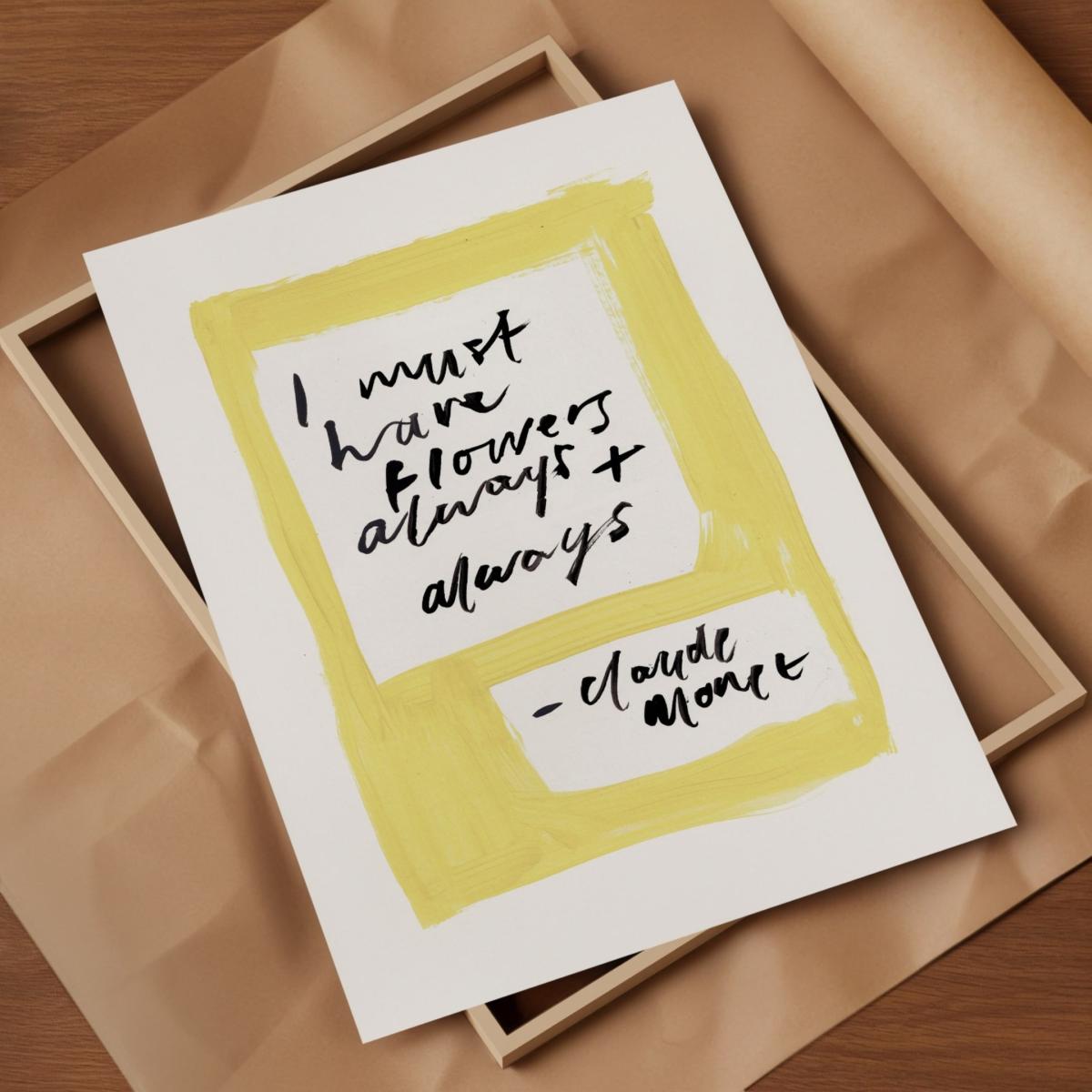 Yellow / Orange Monet Quote Hand Painted Art Print - A2 | Natalie Cass Art – image 6
