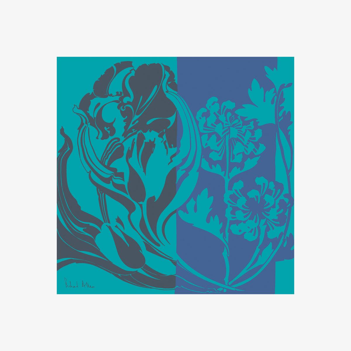 Framed Blue Aster Design Print Richard Allan London – image 1