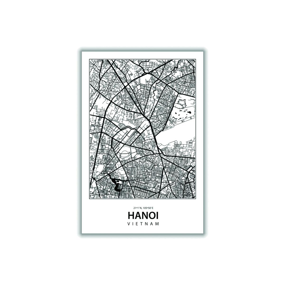 Black Map Of Hanoi Vietnam A4 210 X 297Mm Stanley Print House – image 1