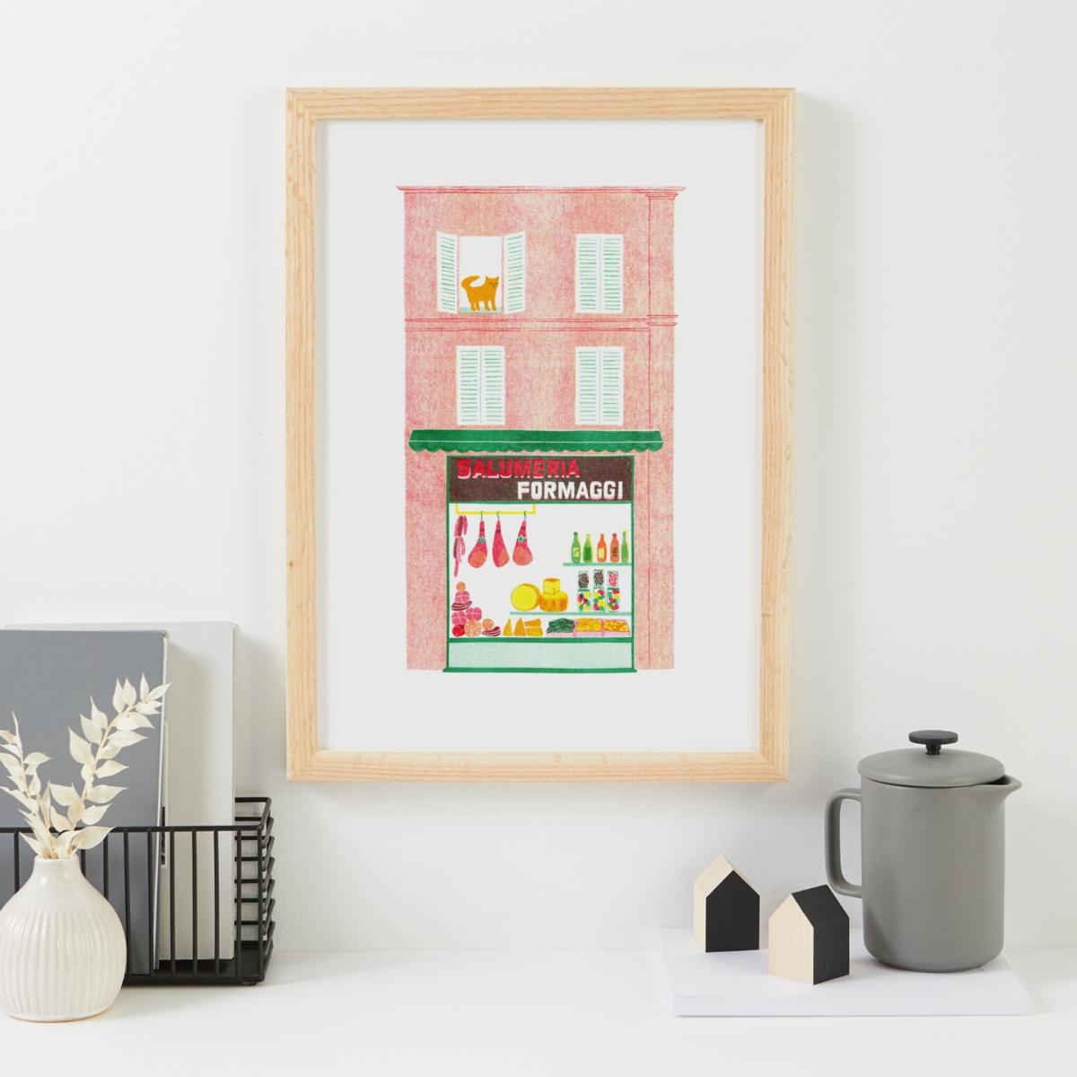 Green / Red / Yellow Bologna Deli Risograph Print | Rosa & Clara Designs – image 2