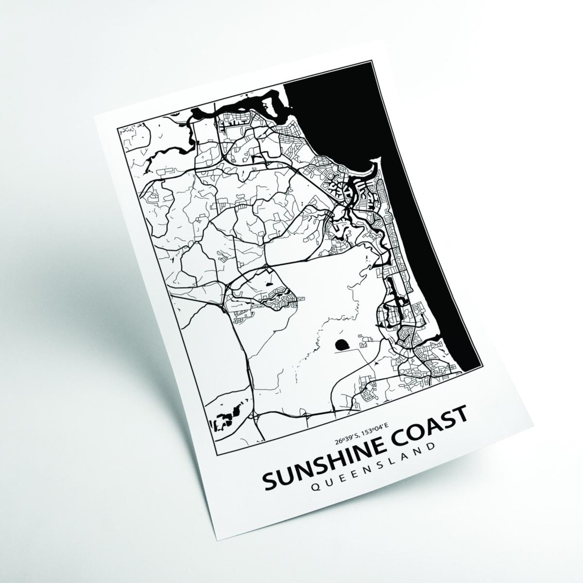 Black Map Of Sunshine Coast Extra Large Stanley Print House – image 2