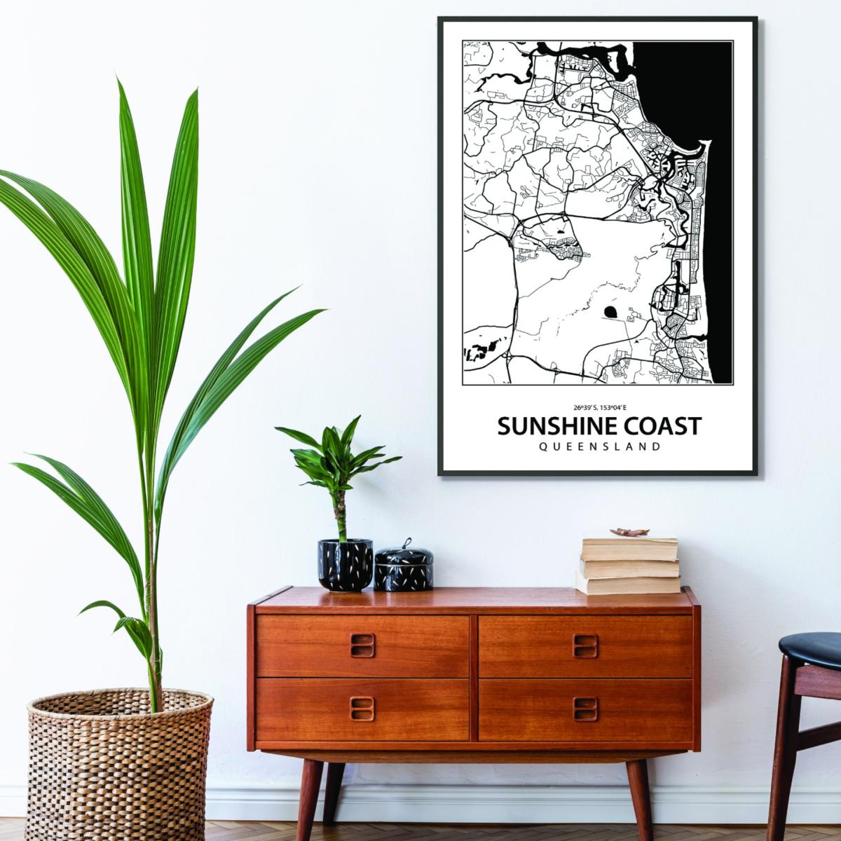 Black Map Of Sunshine Coast Extra Large Stanley Print House – image 3