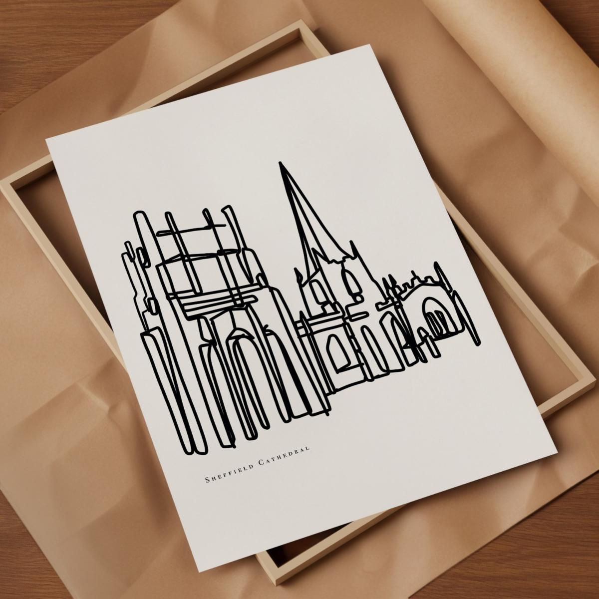 Black / White Sheffield Cathedral Art Print - A3 | A3 | 297 X 420Mm | Natalie Cass Art – image 2