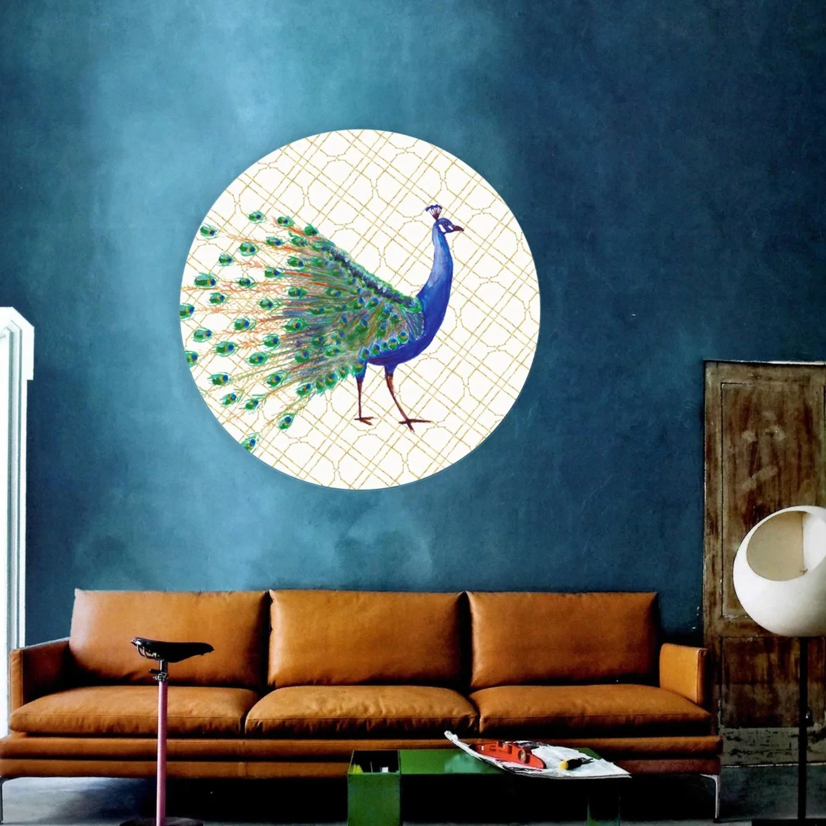 Blue Circle Wall Sticker Peacock Catchii – image 2