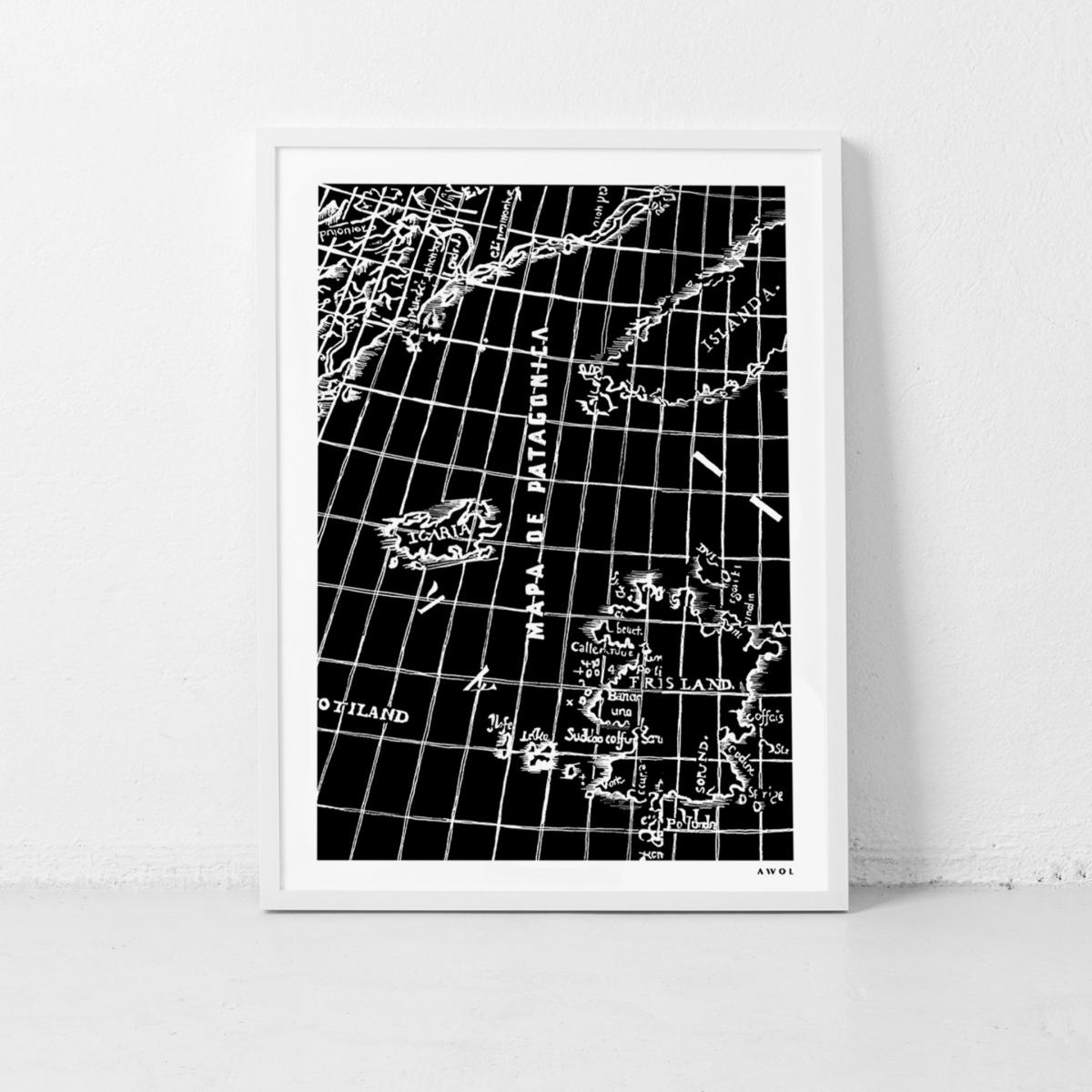 Black / White Modern - Vintage Navigation Map: Illustrated Art Print For The Modern Adventurer Awol – image 2