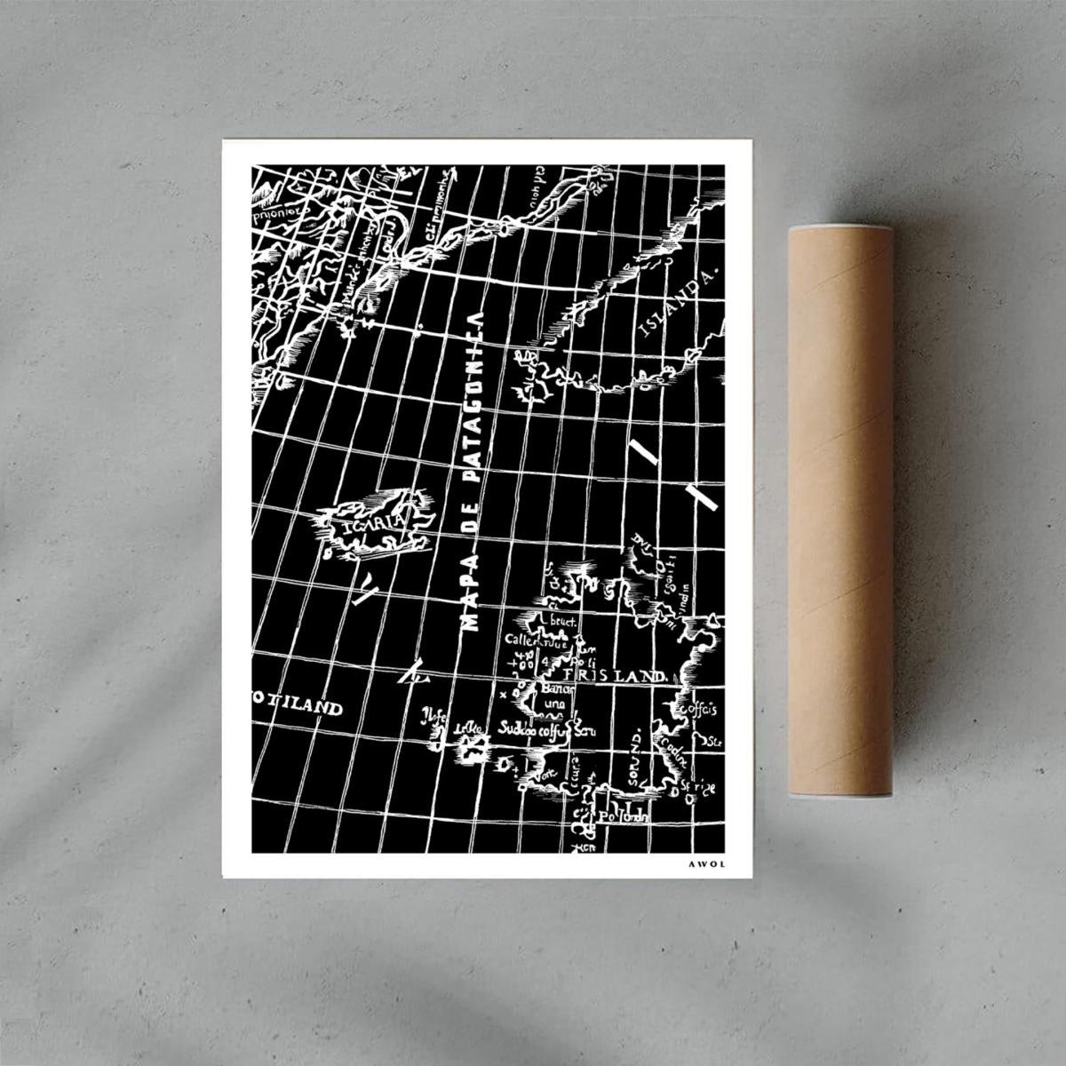 Black / White Modern - Vintage Navigation Map: Illustrated Art Print For The Modern Adventurer Awol – image 5