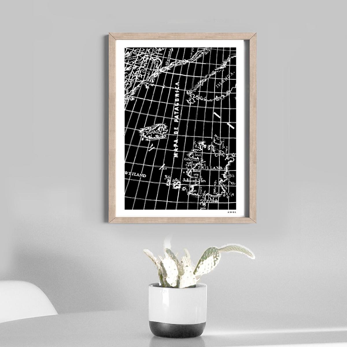 Black / White Modern - Vintage Navigation Map: Illustrated Art Print For The Modern Adventurer Awol – image 6