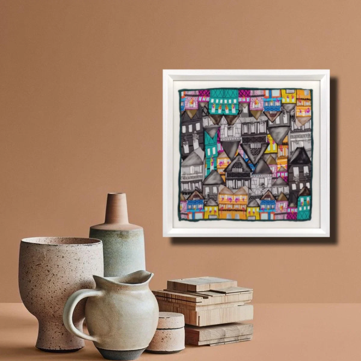 Alsace Houses Framed Silk Art One Size Un Poco – image 2
