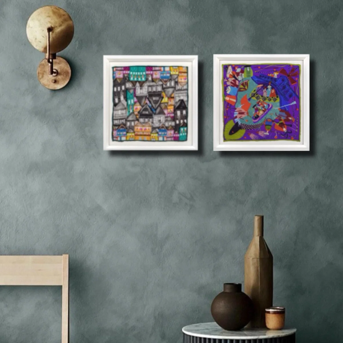 Alsace Houses Framed Silk Art One Size Un Poco – image 4