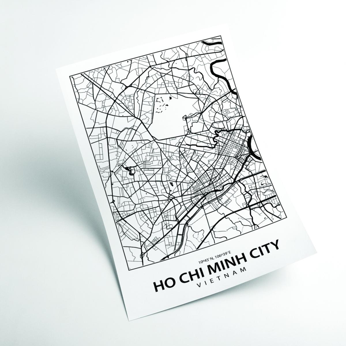 Black Map Of Ho Chi Minh City A1 594 X 841Mm Stanley Print House – image 2