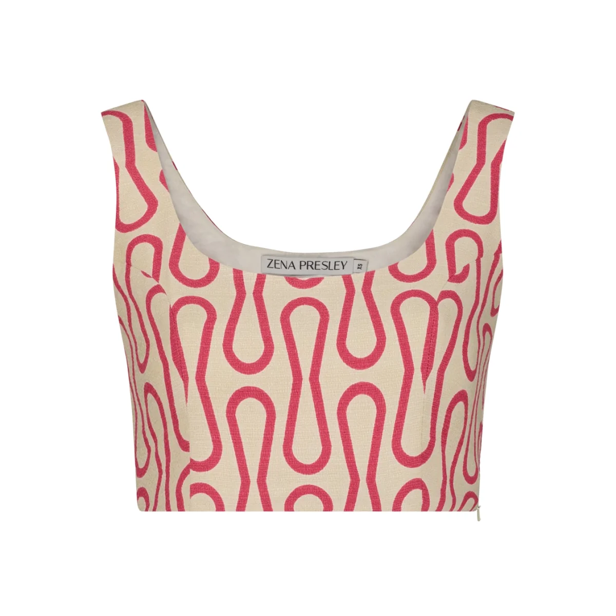 Women's Neutrals / Red Cotton Canvas Print Top | Extra Large | Zena Presley