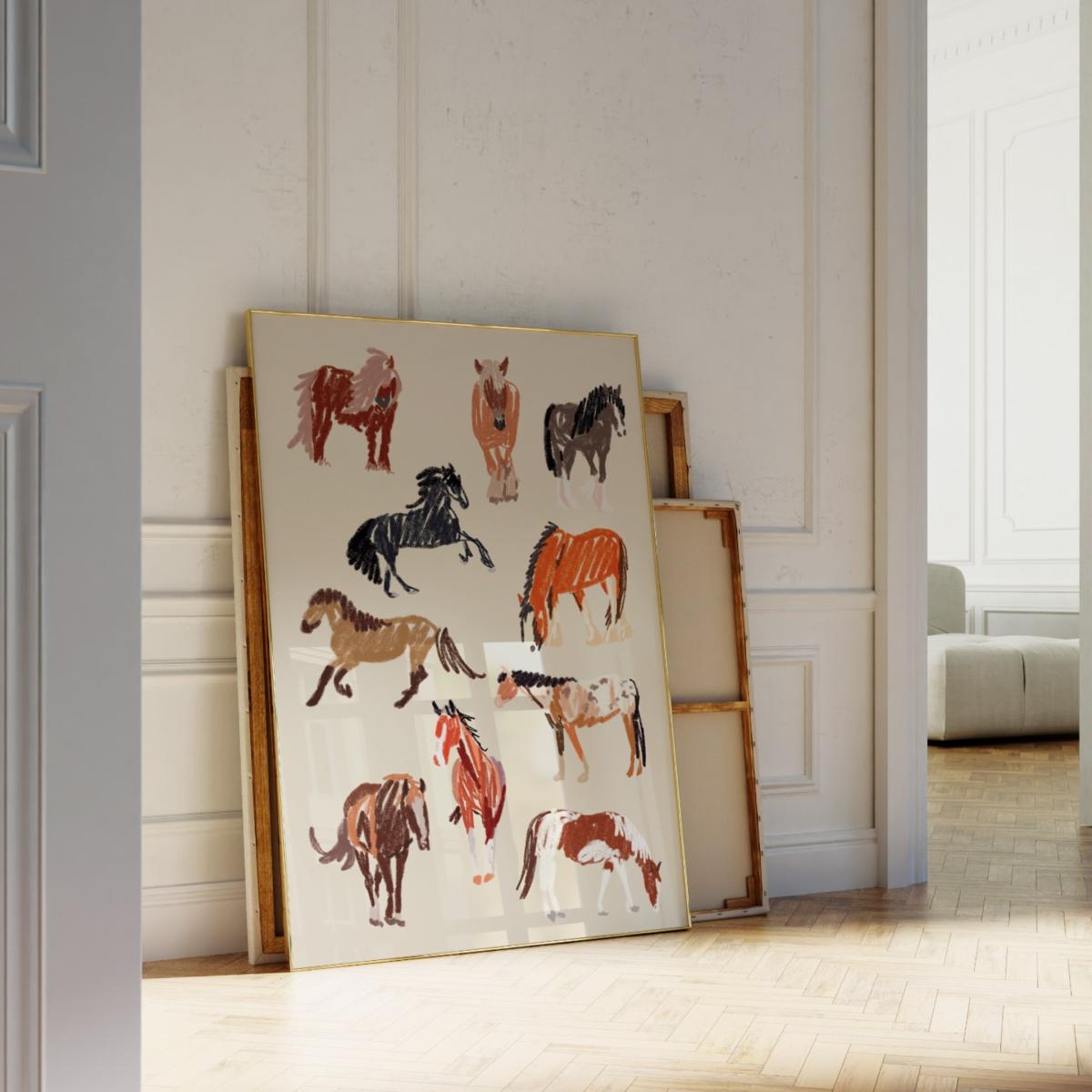 Neutrals Horse Drawing Art Print - A3 Natalie Cass Art – image 3