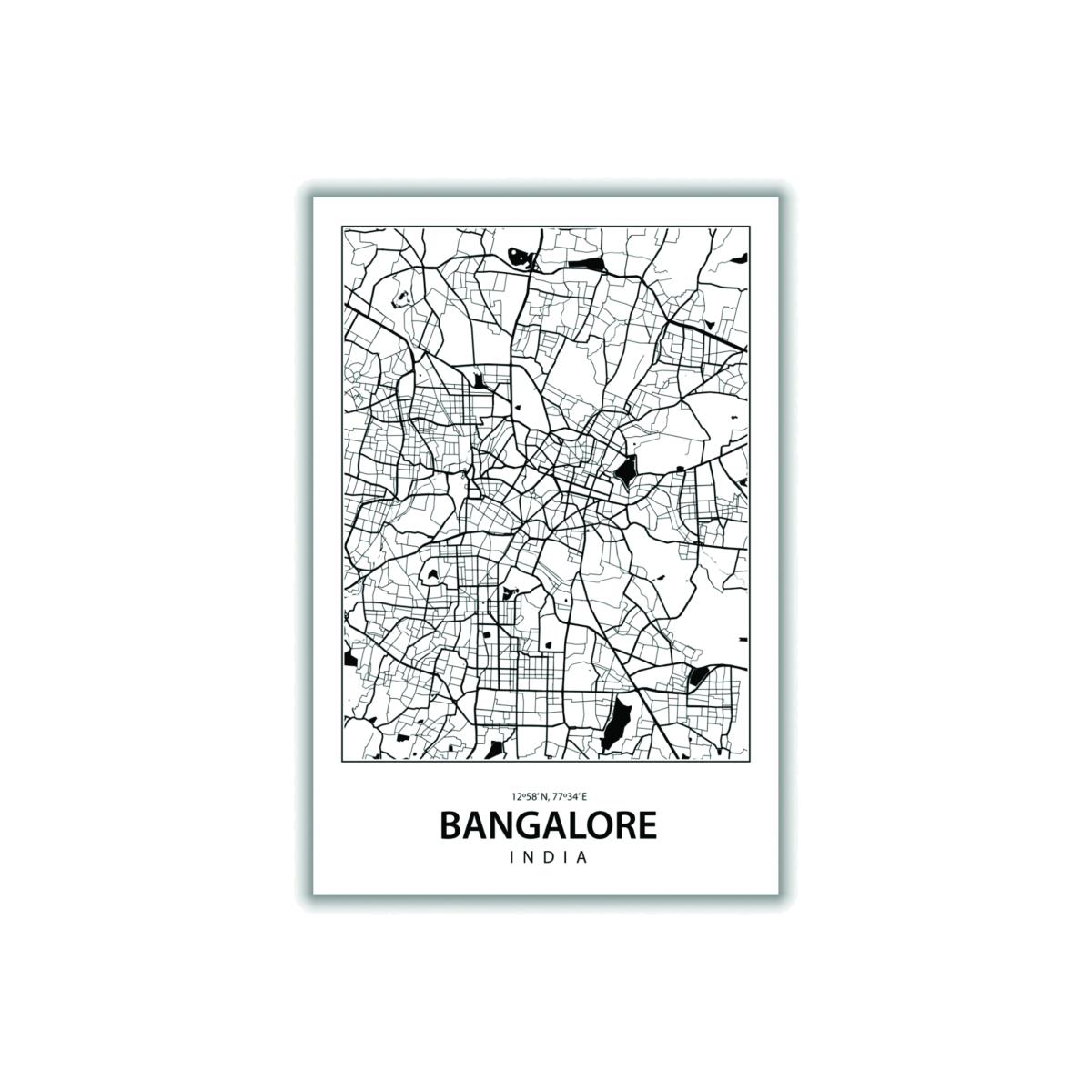 Black Map Of Bangalore A3 297 X 420Mm Stanley Print House – image 1