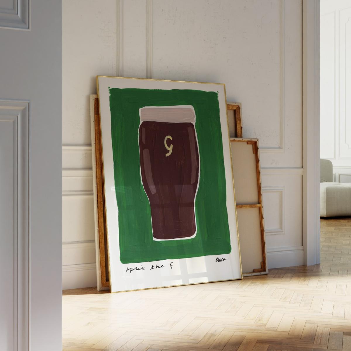 Green Guinness Hand Painted Art Print - A3 | Natalie Cass Art – image 2