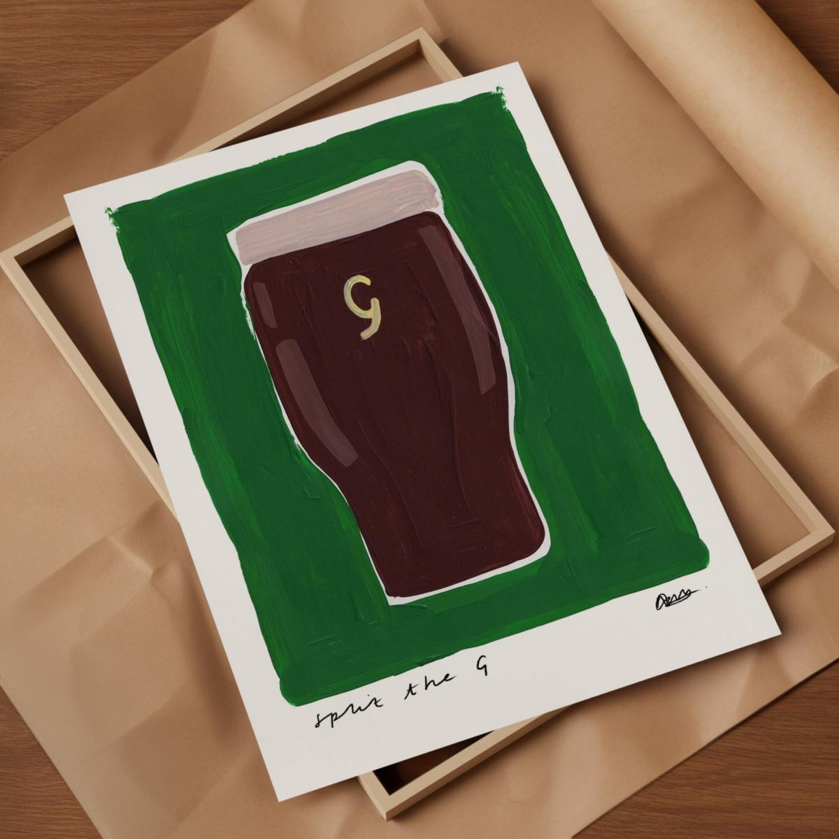 Green Guinness Hand Painted Art Print - A3 | Natalie Cass Art – image 3