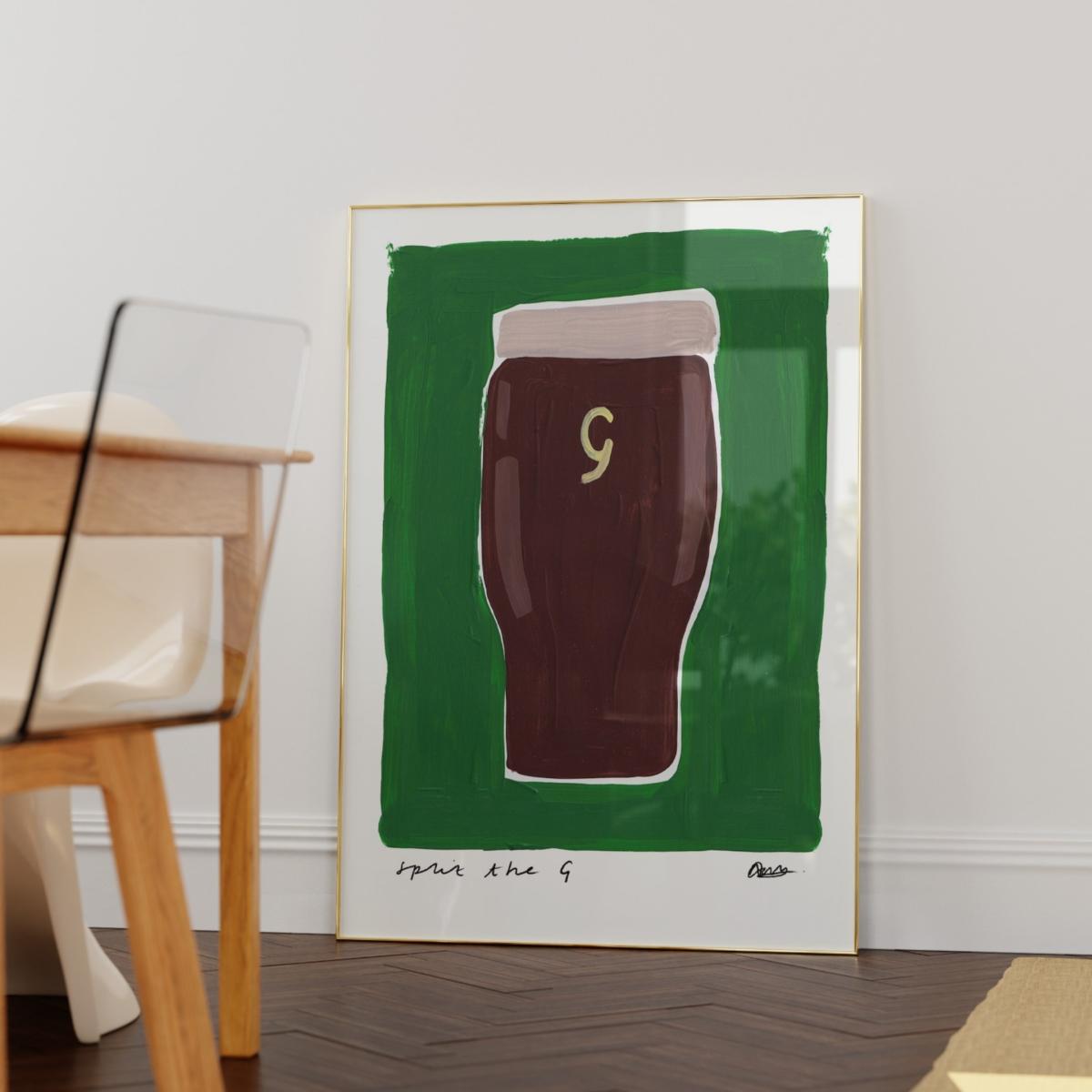 Green Guinness Hand Painted Art Print - A3 | Natalie Cass Art – image 4