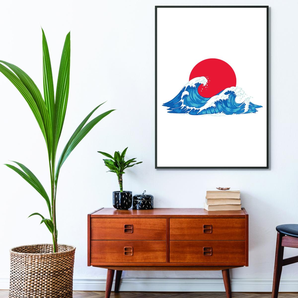 Blue Japenses Wave Sunset A4 210 X 297Mm Stanley Print House – image 3