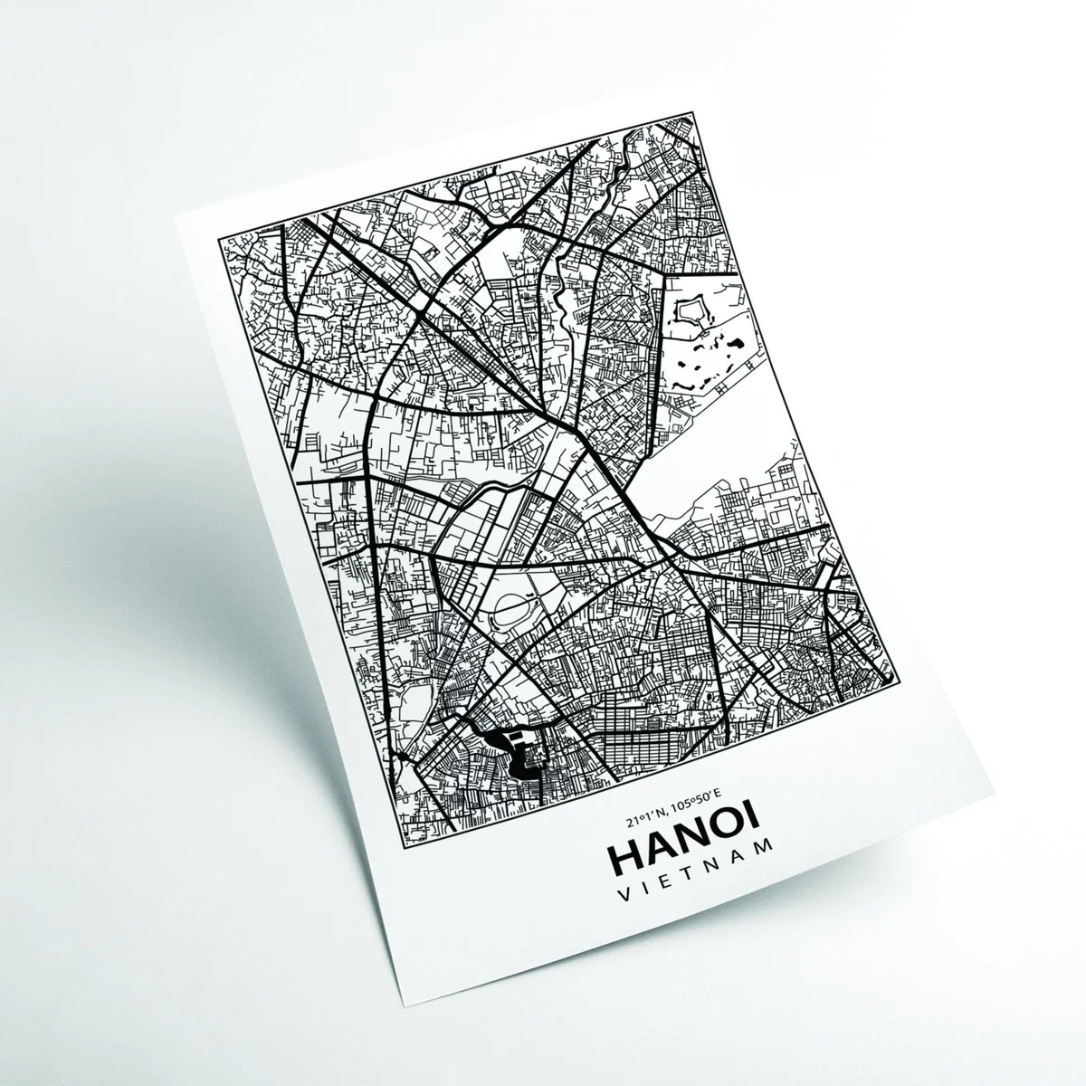 Black Map Of Hanoi Vietnam Extra Small Stanley Print House – image 2