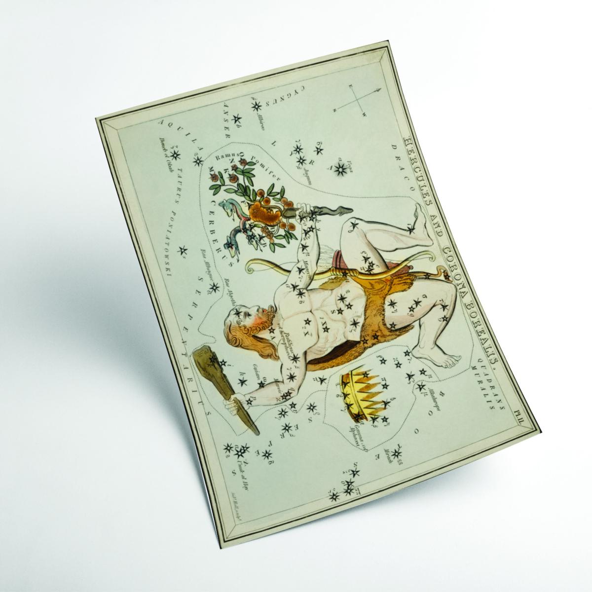 Gold Astronomical Chart Illustration Of The Hercules And The Corona Borealis A1 594 X 841Mm Stanley Print House – image 2