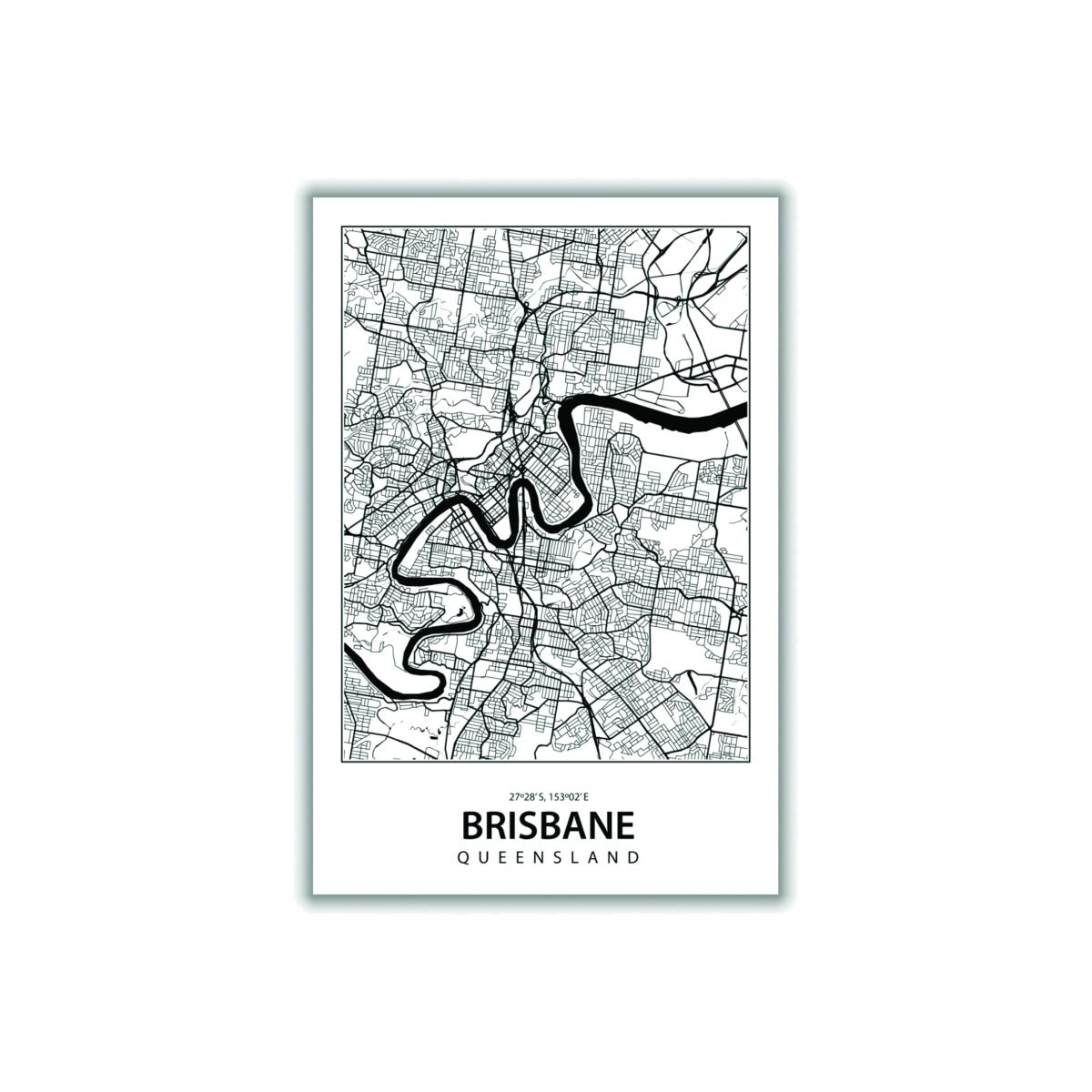 Black Map Of Brisbane Small Stanley Print House – image 1